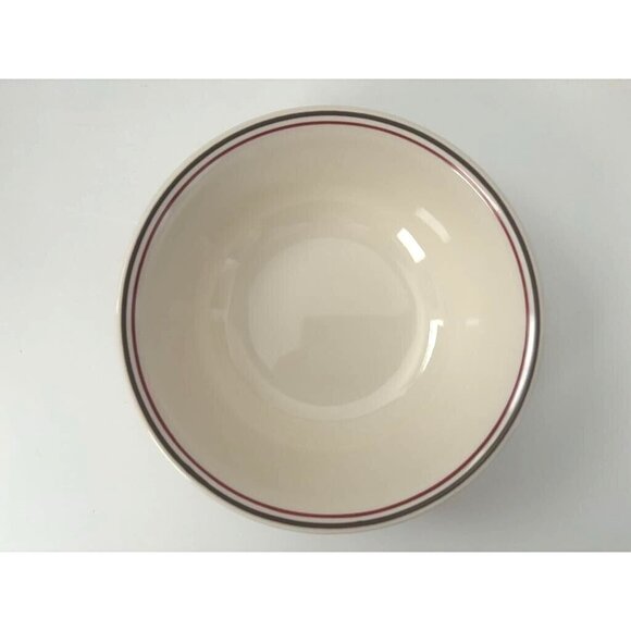 CORELLE KITU Soup Bowls Brown Red Bands 6 1/4" Set of 4 Corning Sandstone - Picture 3 of 6